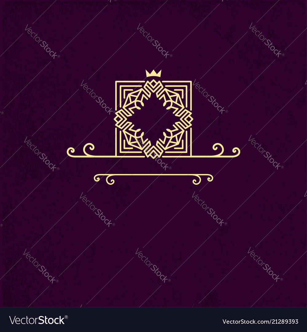 Monogram frame template with crown identity vector image Monogram frame template with crown identity