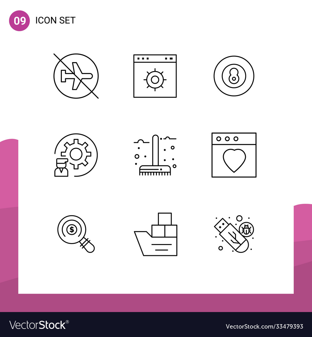 Pictograph set 9 simple outlines programmer