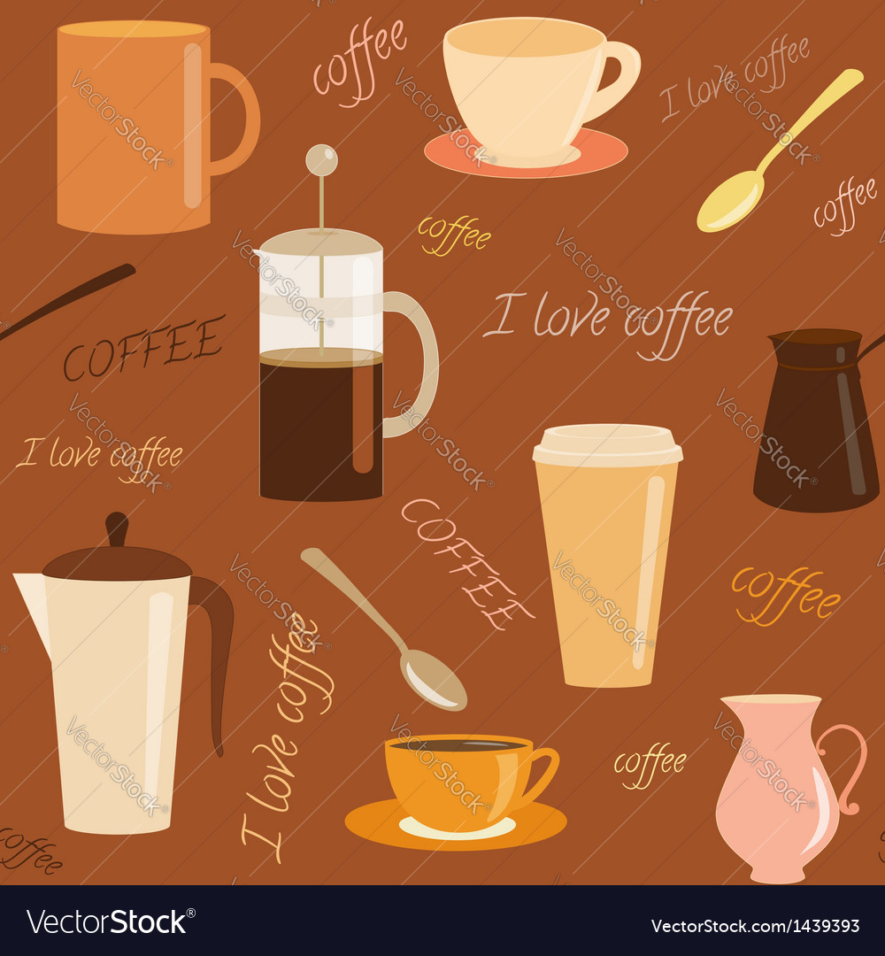 Seamless pattern with coffee related elements