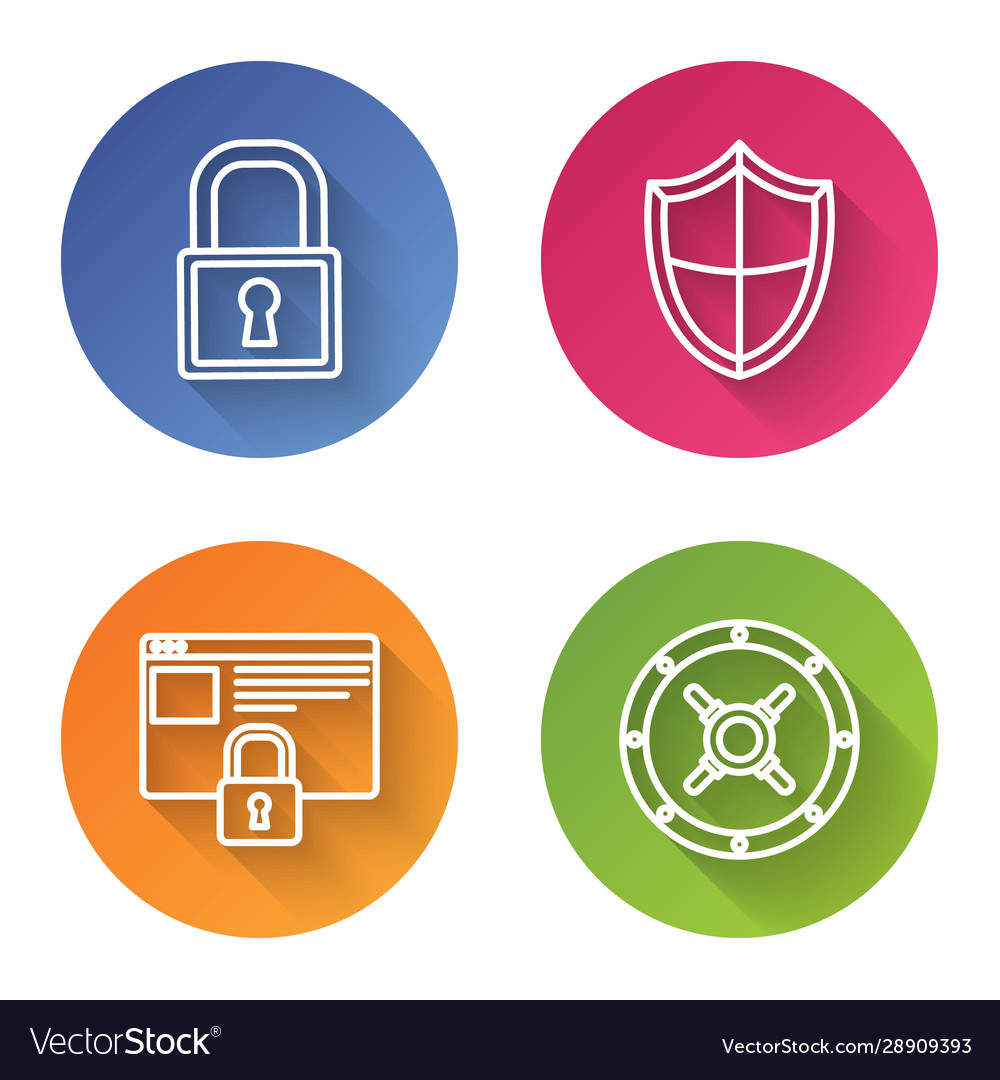 Set line lock shield secure your site vector image Set line lock shield secure your site
