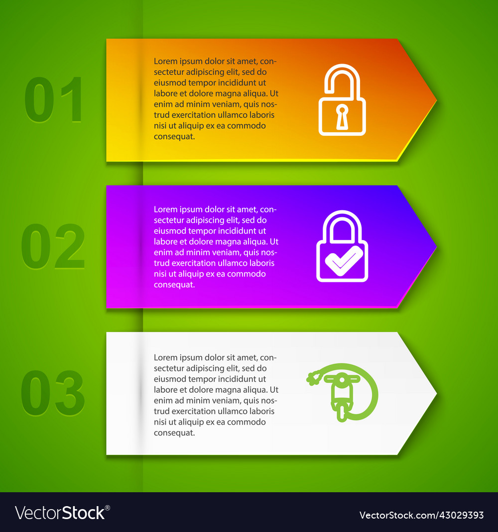 Set line open padlock lock and check mark vector image Set line open padlock lock and check mark