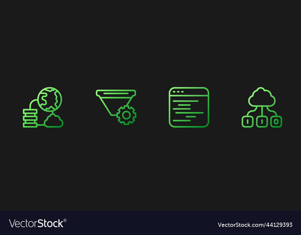Set line software network cloud connection vector image Set line software network cloud connection