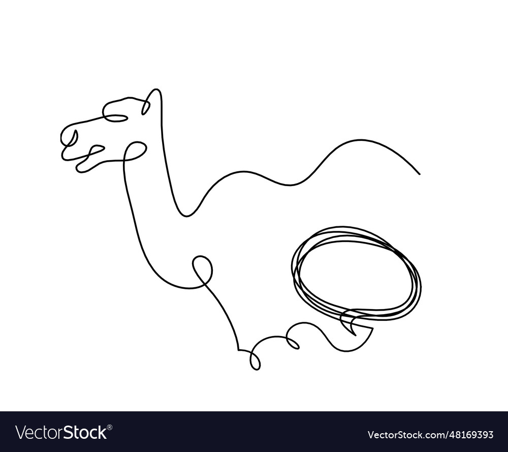 Silhouette of abstract camel with comment as line