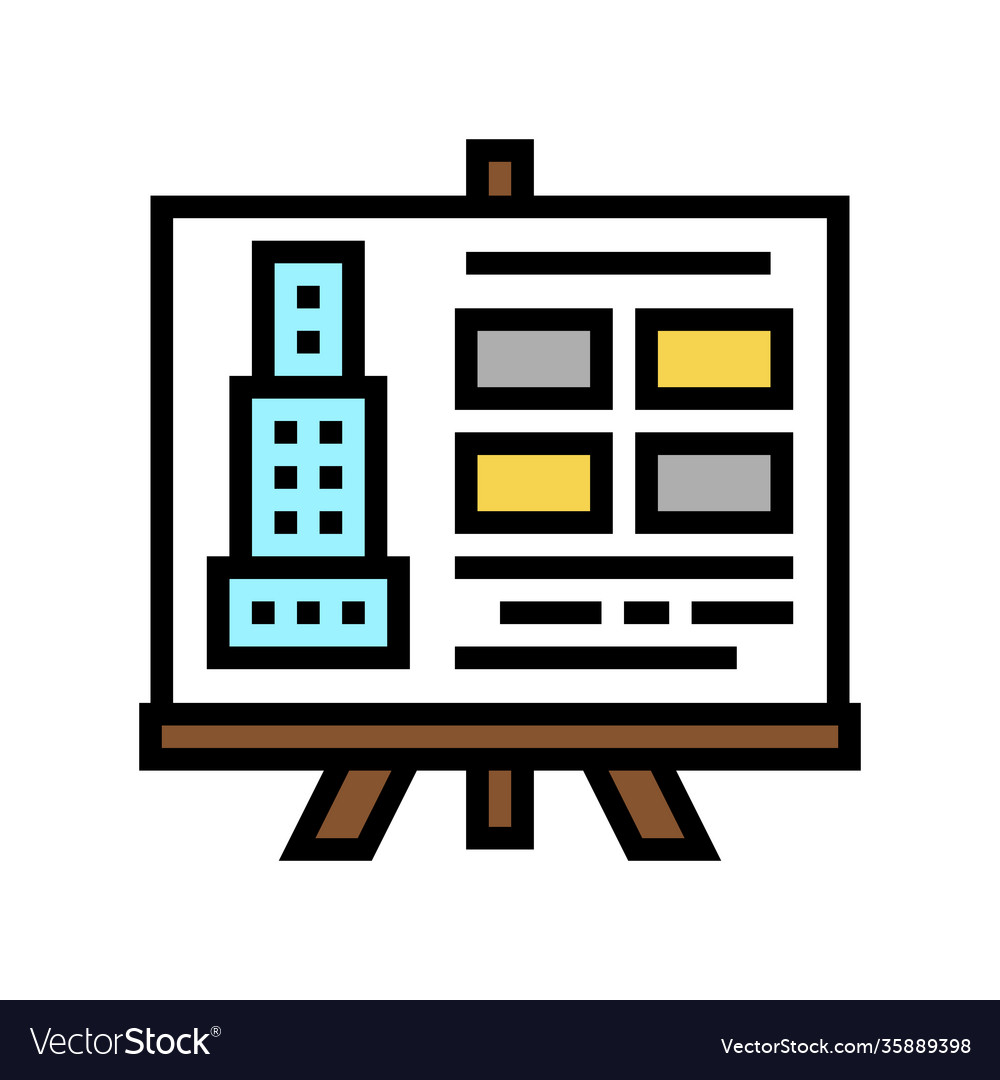 Building design presentation color icon