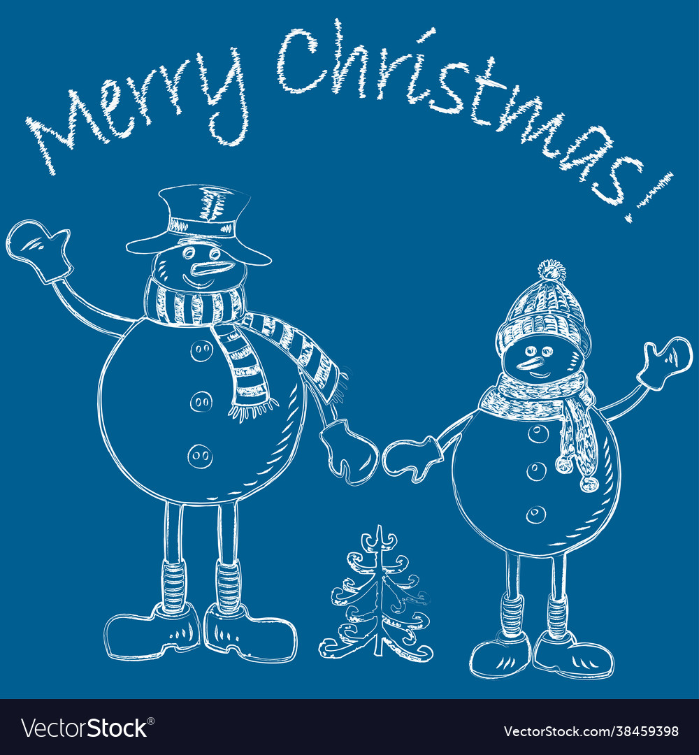 Christmas greeting card with outline drawing Vector Image