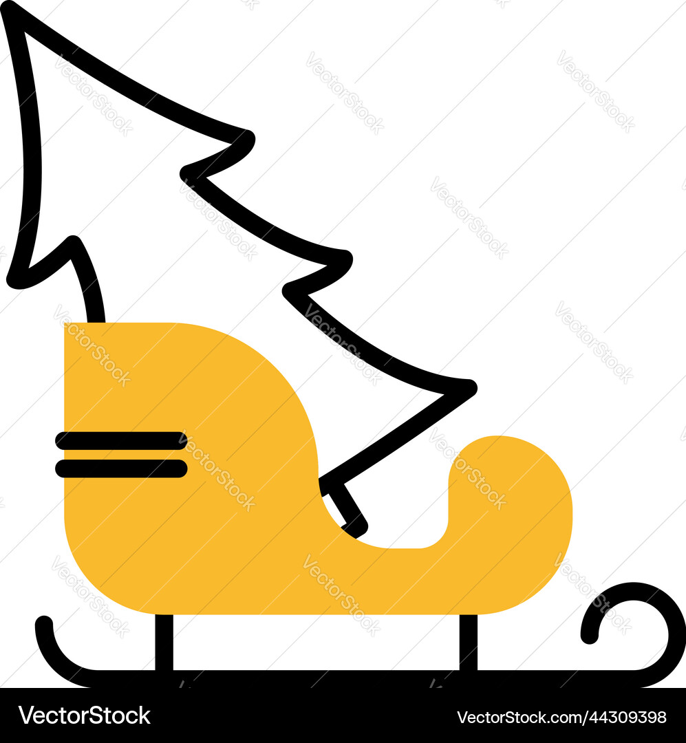 Christmas tree on sledge a white background Vector Image