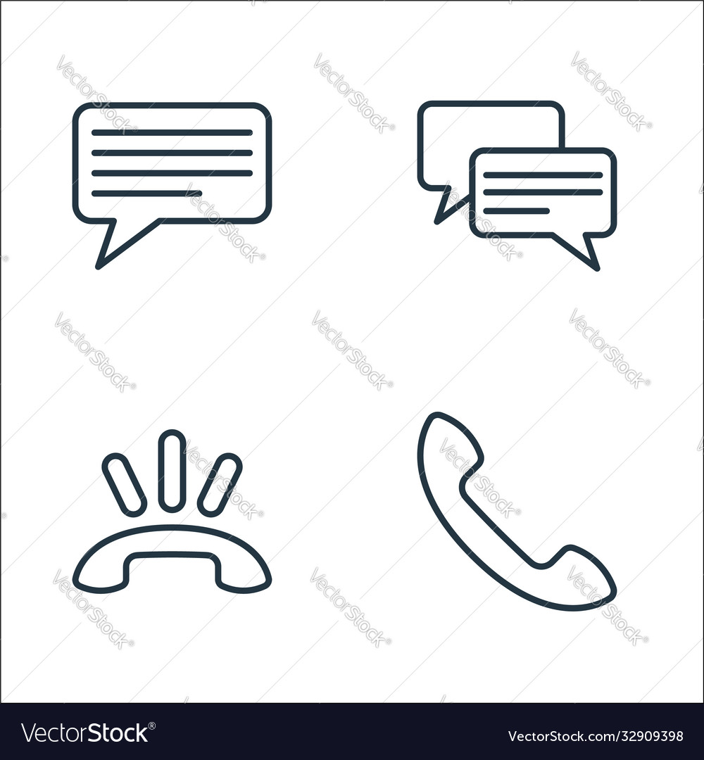 Communication line icons linear set quality