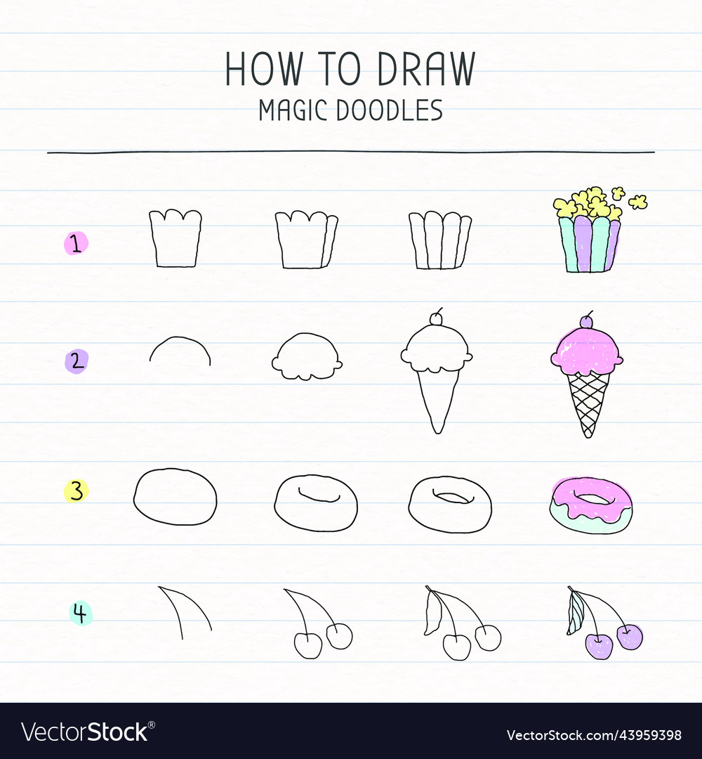 How to draw magic doodles tutorial vector image How to draw magic doodles tutorial