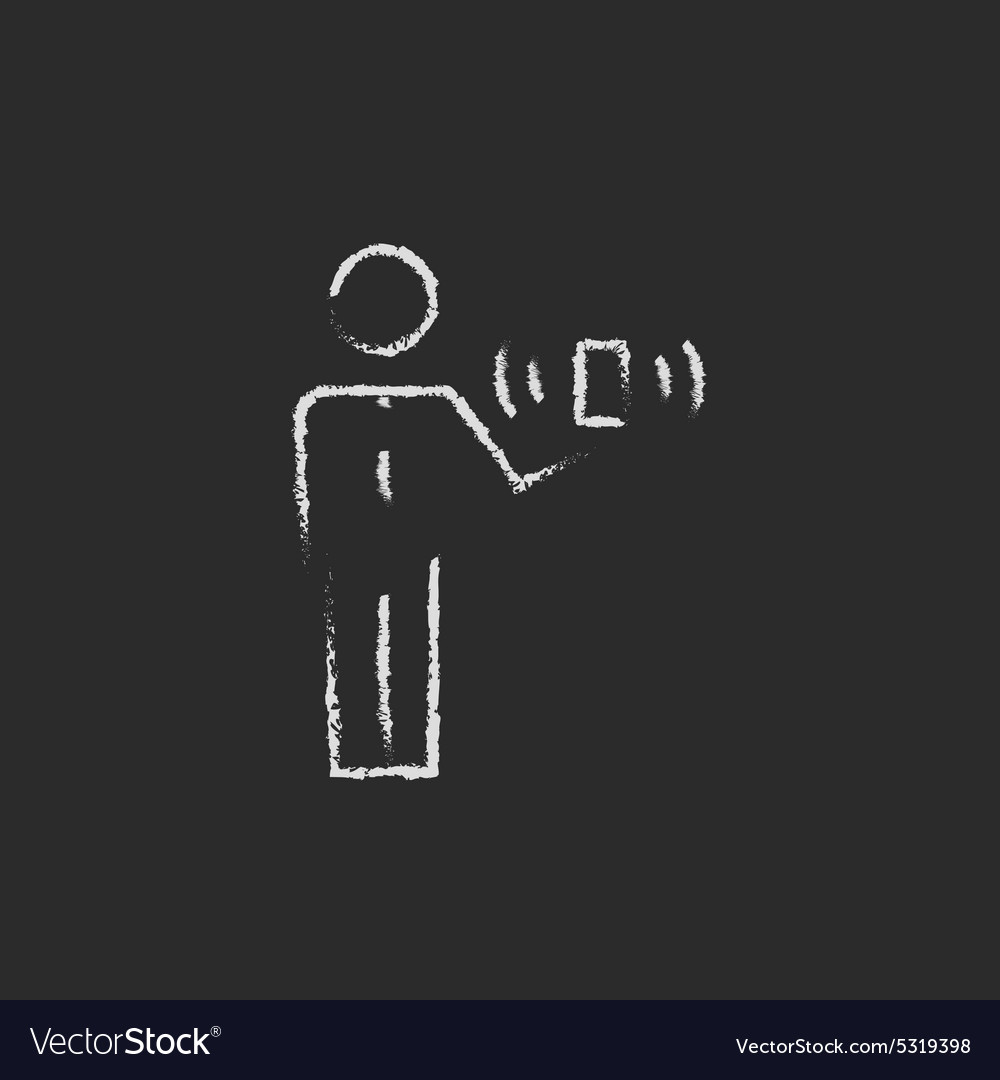 Man and wireless signal drawn in chalk