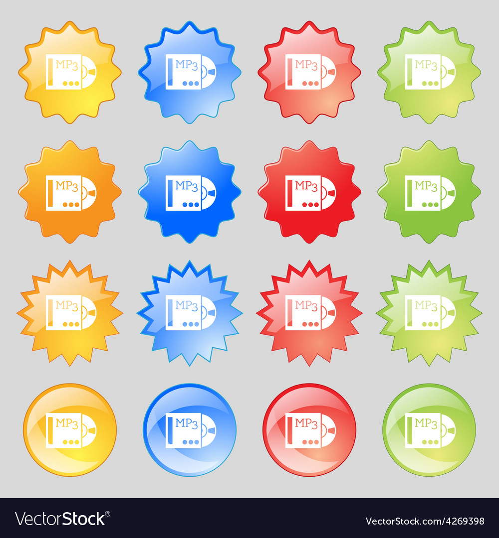 Mp3 player icon sign big set of 16 colorful modern