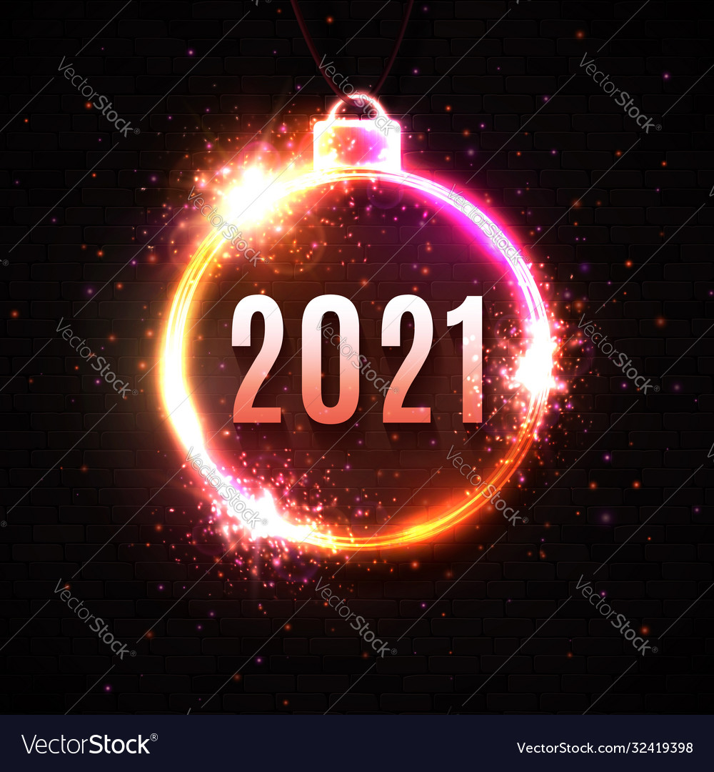 Neujahr 2021 Neonzeichen auf dunkelrotem Hintergrund