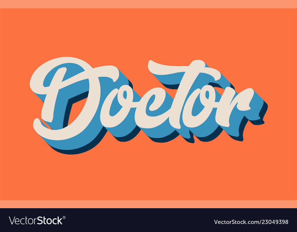 Orange blue white doctor hand written word text