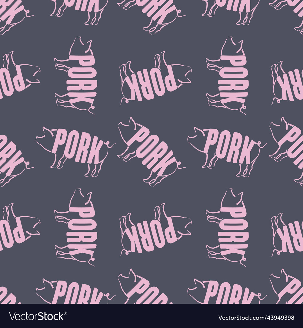 Pork sketch seamless repeat pattern on dark