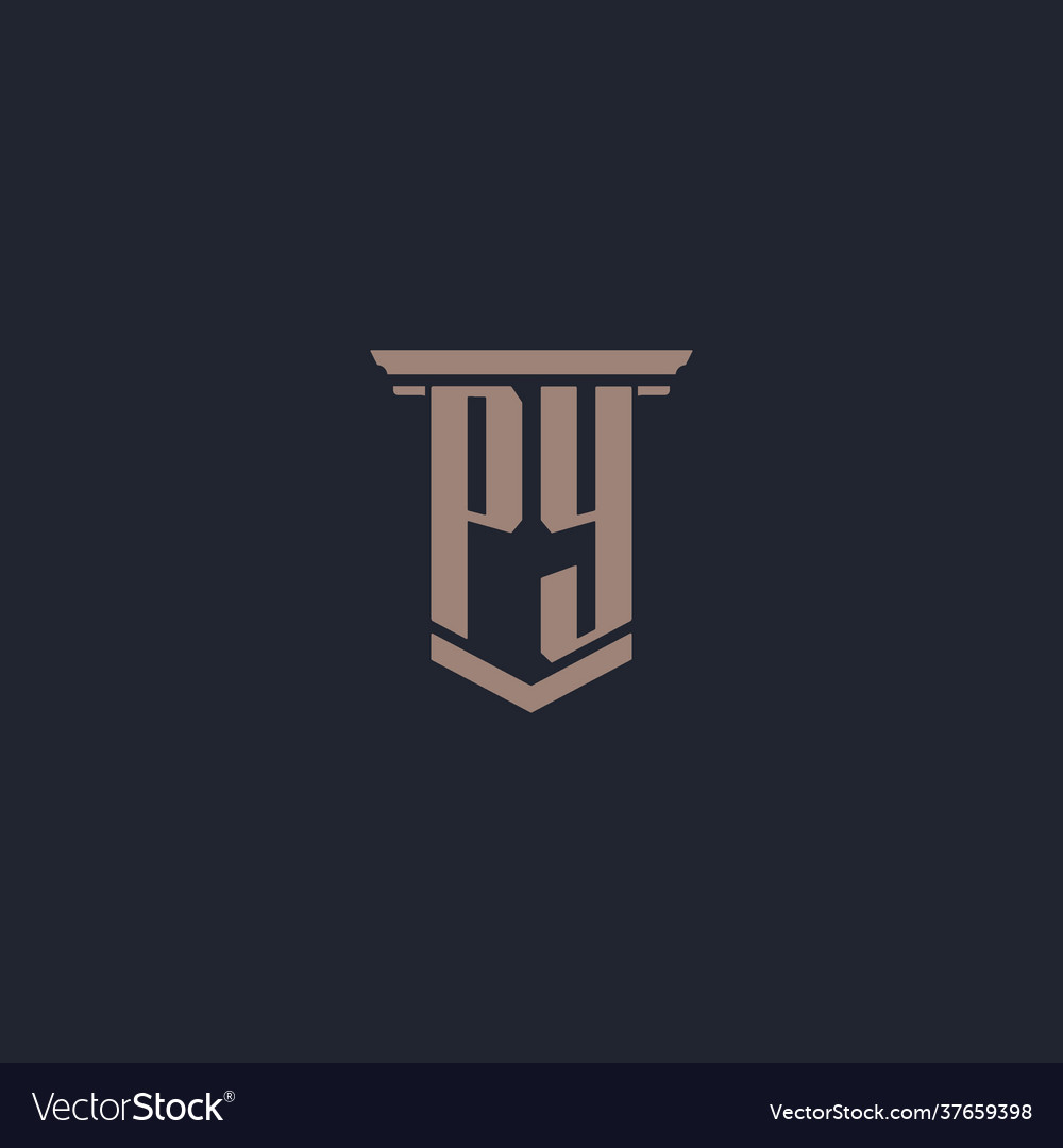 Py initial monogram logo with pillar style design