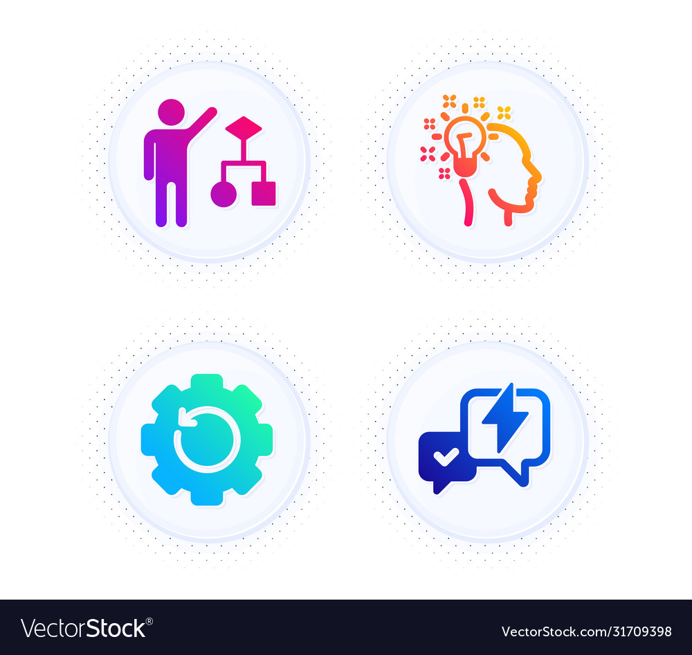 Recovery gear idea and algorithm icons set vector image Recovery gear idea and algorithm icons set
