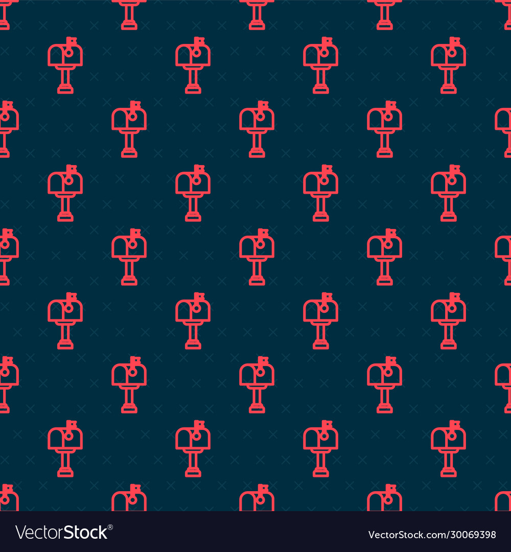 Red line mail box icon isolated seamless pattern