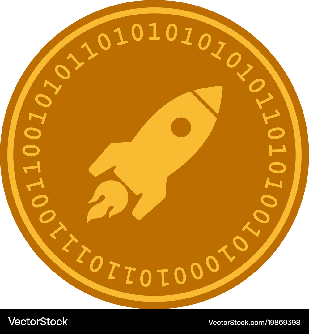 Rocket launch digital coin Royalty Free Vector Image