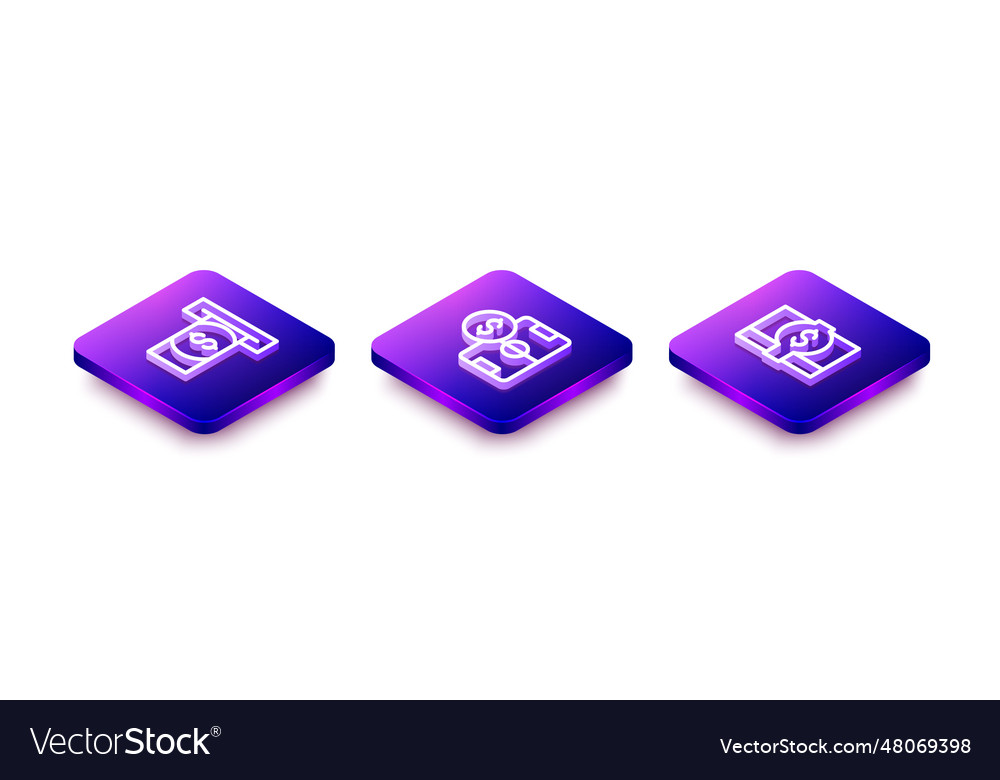 Set isometric line automated teller machine