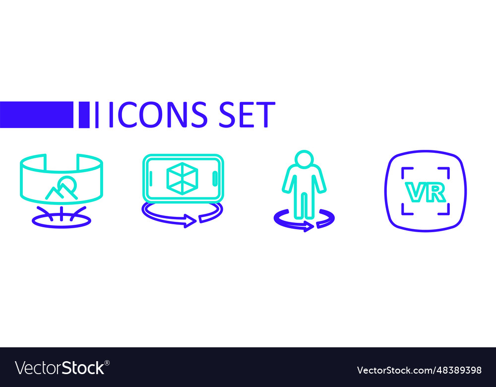 Set line virtual reality 3d modeling and 360 Vector Image Set line virtual reality 3d modeling and 360
