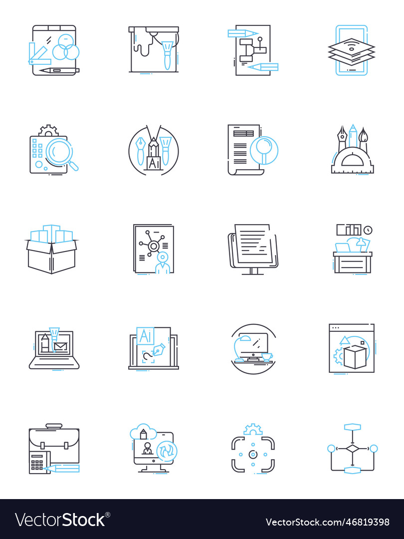 Web software linear icons set platform browser vector image Web software linear icons set platform browser