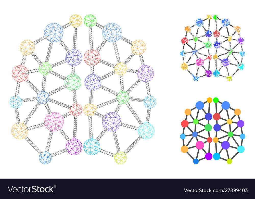 Artificial brain mesh 2d model and triangle vector image Artificial brain mesh 2d model and triangle