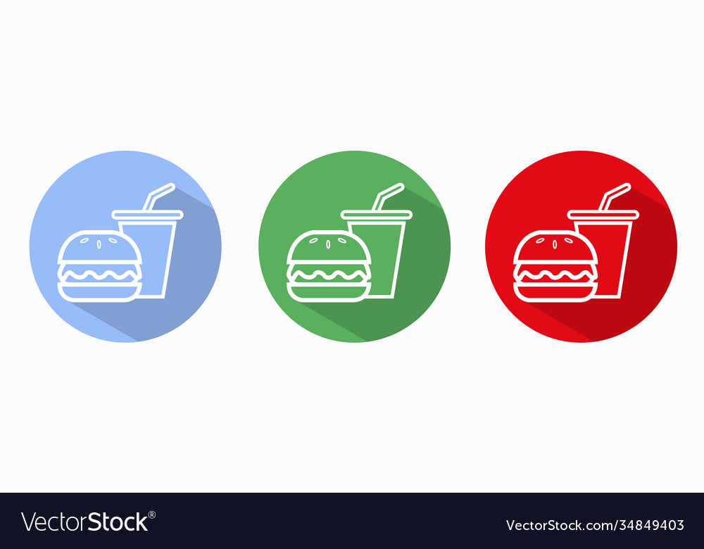 Burger and drink icon set