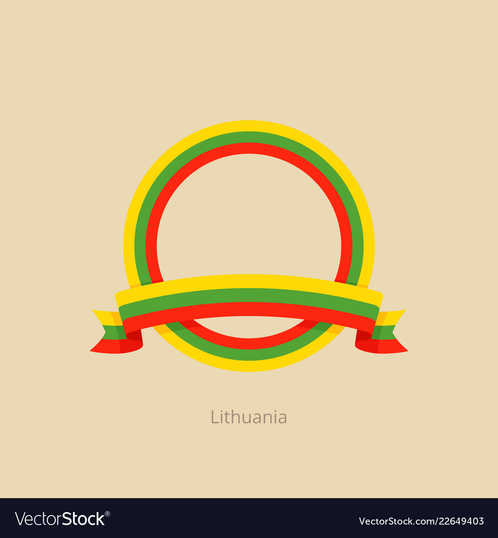 Ribbon and circle with flag of lithuania