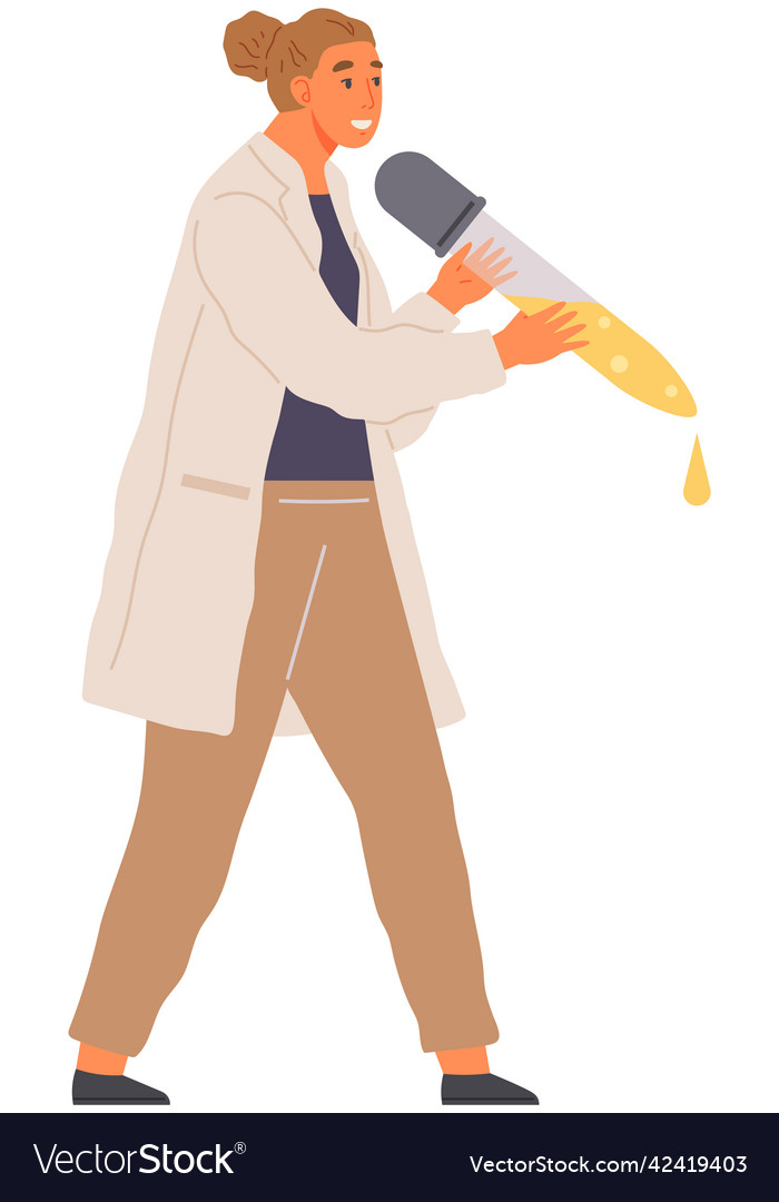 Scientist makes laboratory analysis with reagent vector image Scientist makes laboratory analysis with reagent
