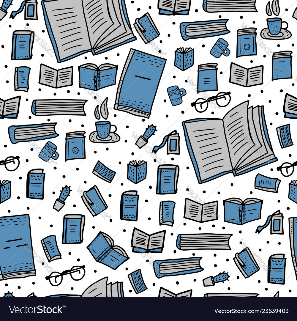 Seamless pattern of book set vector image Seamless pattern of book set