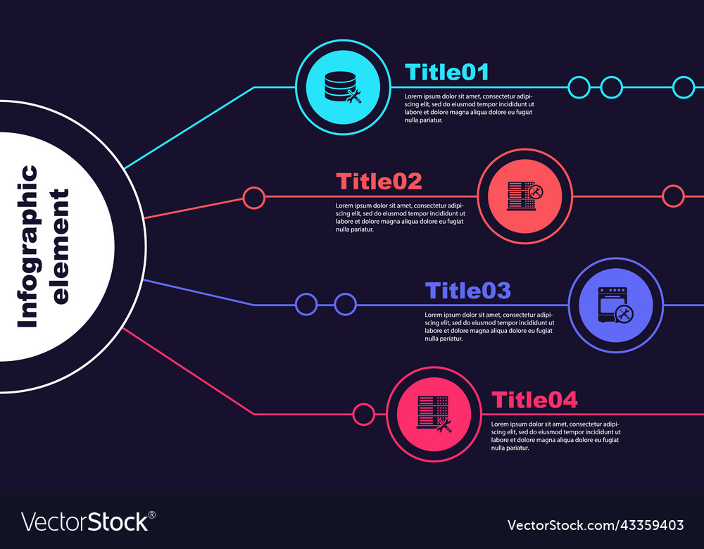 Set database server service oven and business vector image Set database server service oven and business