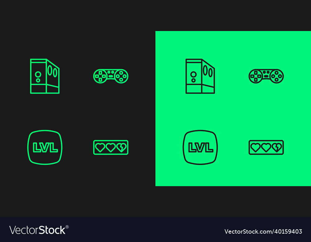 Set line game life bar level case vector image Set line game life bar level case