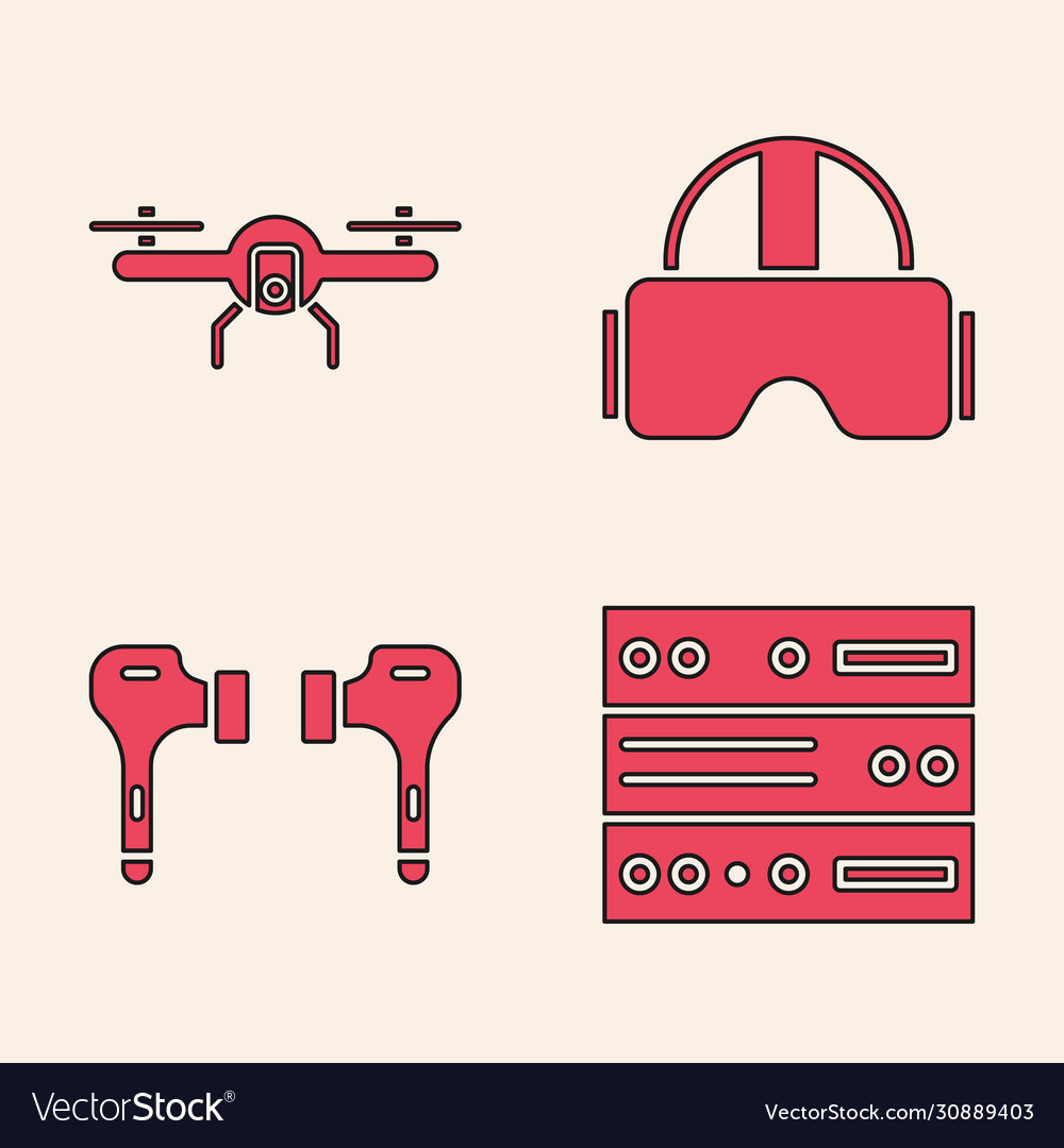 Set server data web hosting drone flying vector image Set server data web hosting drone flying