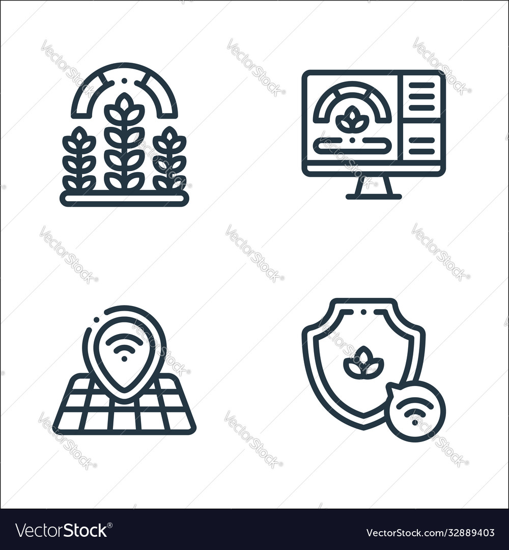 Smart farm line icons linear set quality