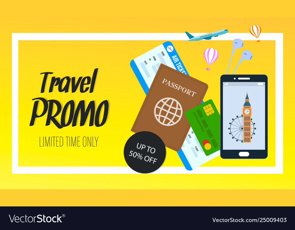 Travel promo horizontal flyer with text