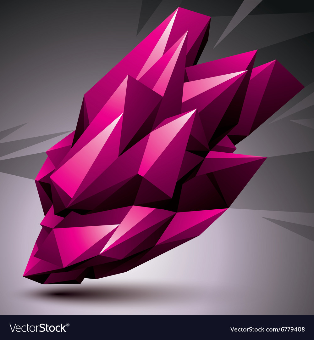 Asymmetric 3d abstract object bright geometric