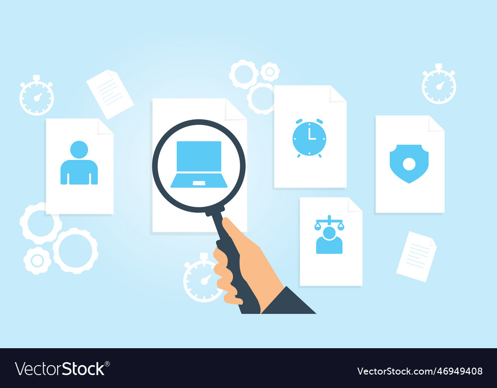 Document with search icons file and magnifying vector image Document with search icons file and magnifying