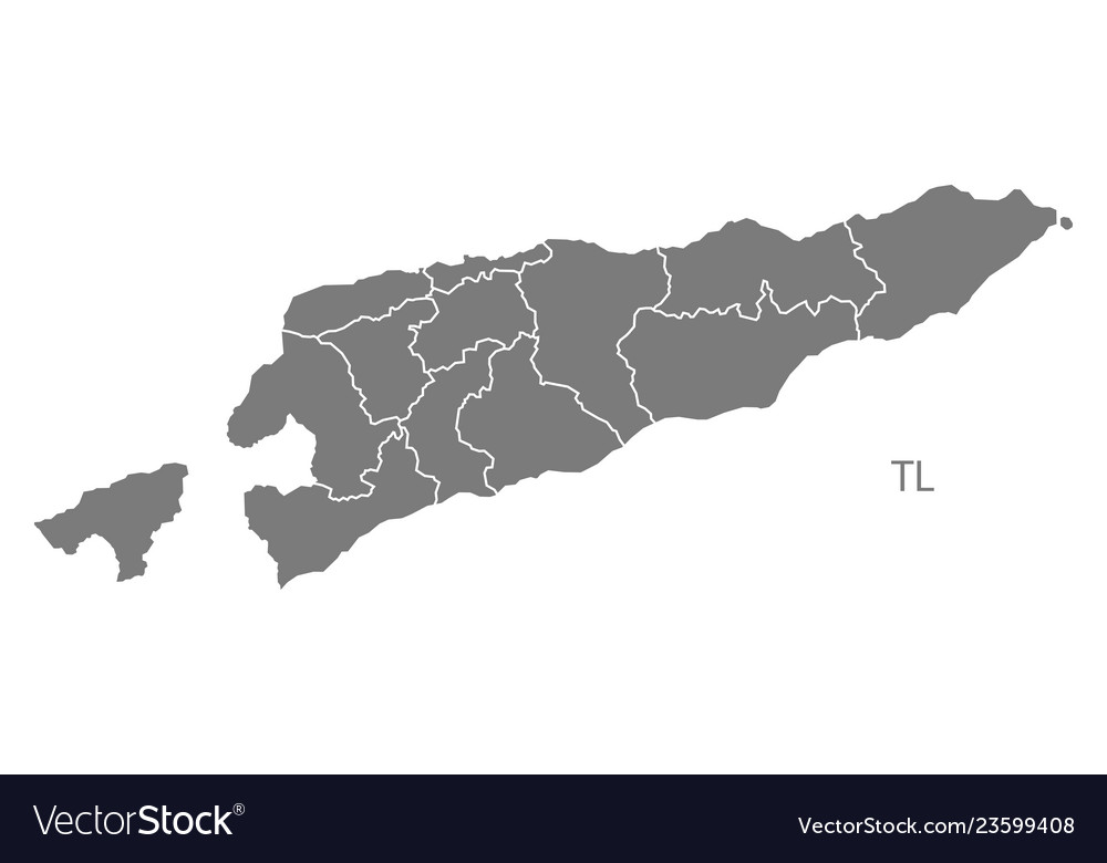 East timor districts map grey