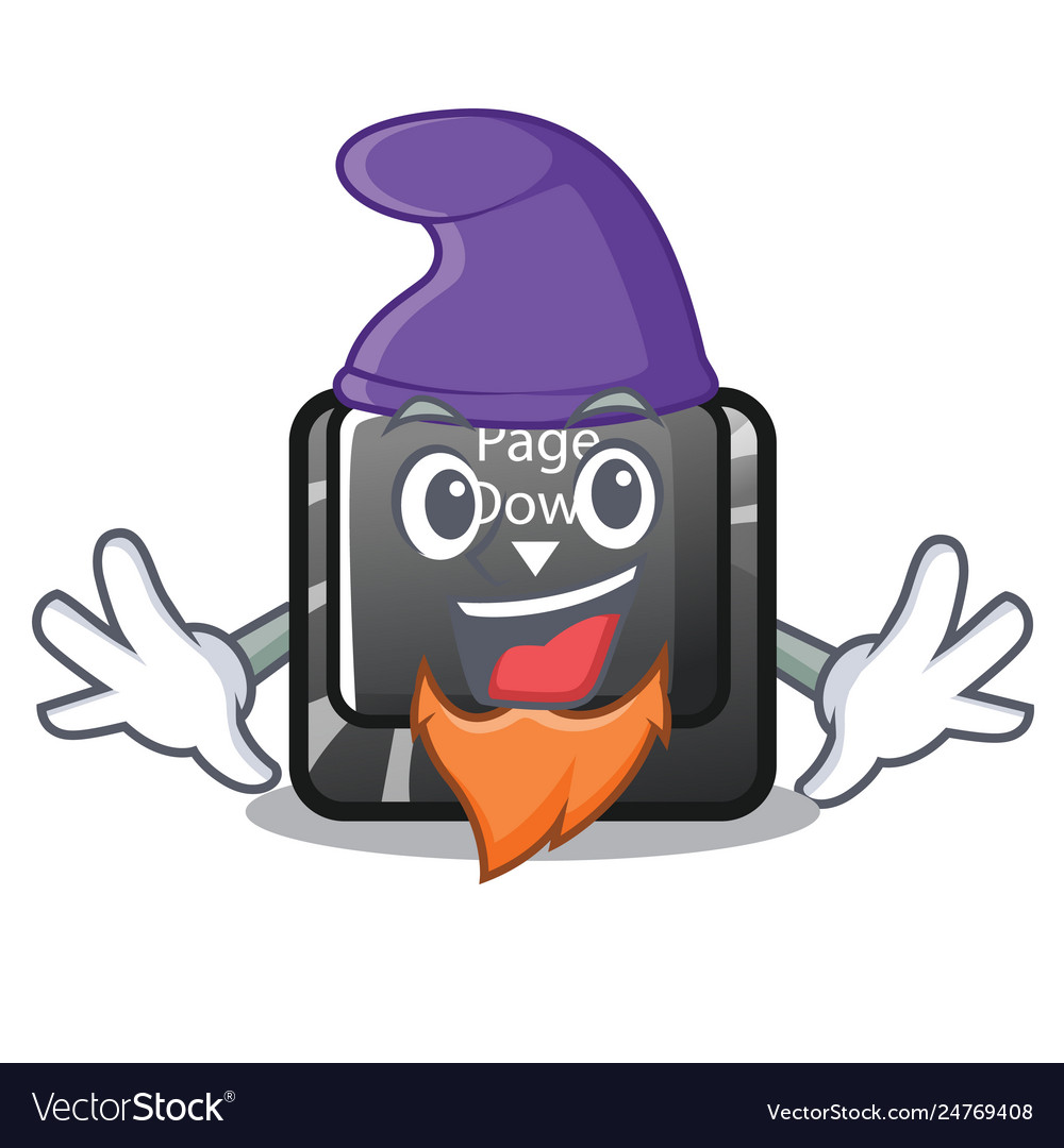 Elf character page down button installed computer vector image Elf character page down button installed computer
