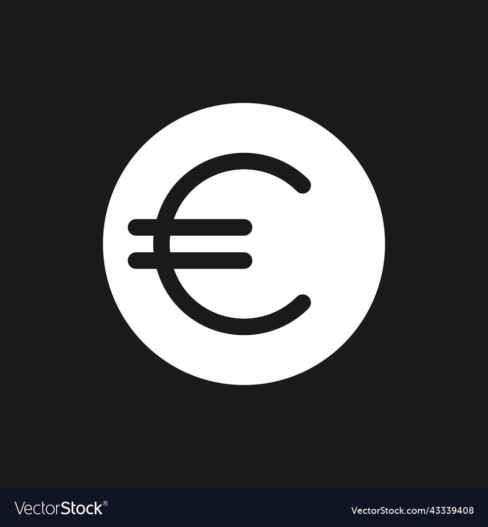 Euro coin dark mode glyph ui icon