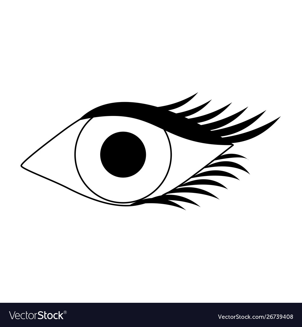 Eye human optical vision cartoon in black Vector Image