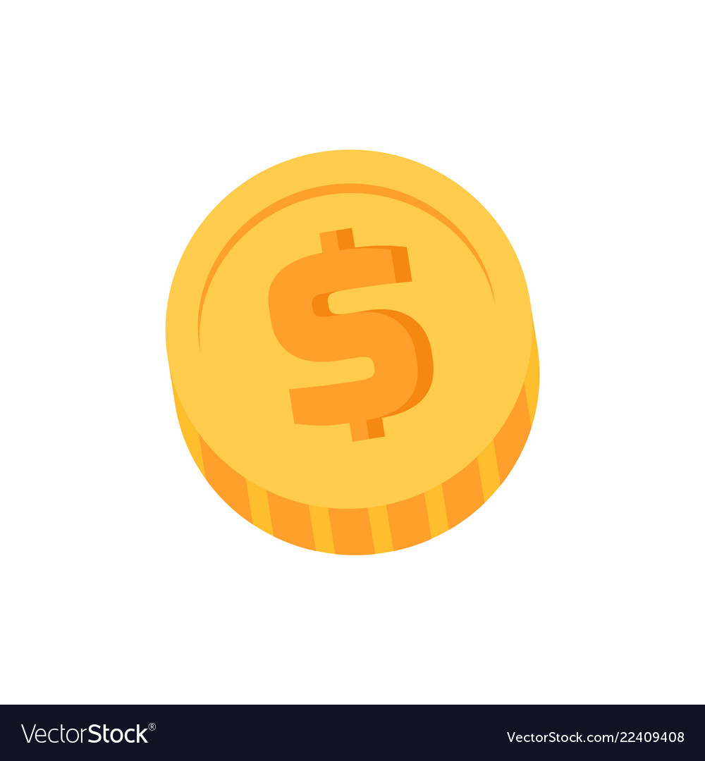 Golden Dollar Coin Closeup Royalty Free Vector Image