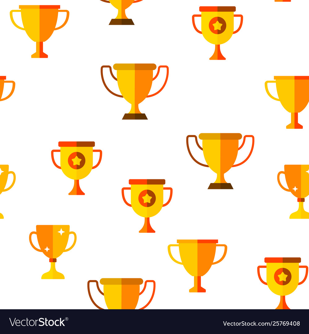 Golden trophy cup seamless pattern