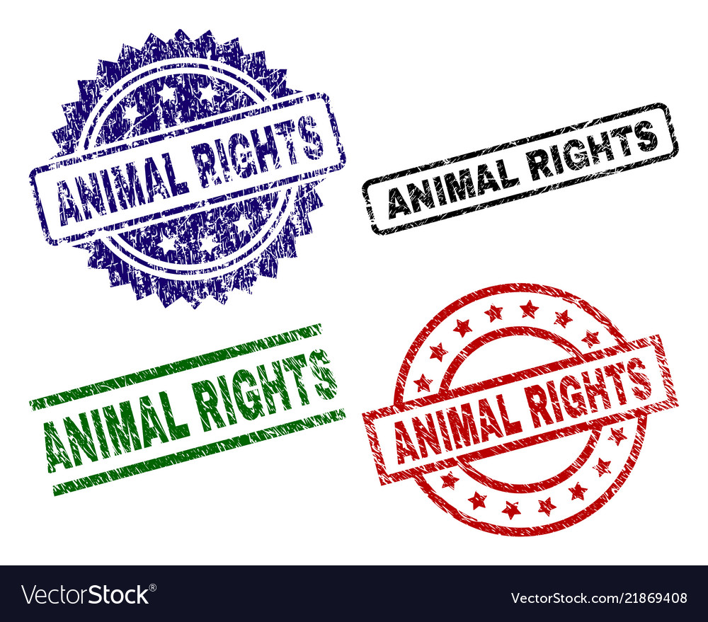 Grunge textured animal rights stamp seals