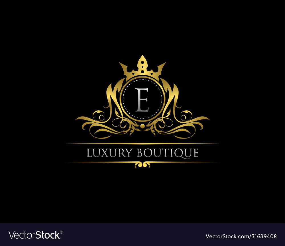 Luxury royal king e letter crest gold logo Vector Image