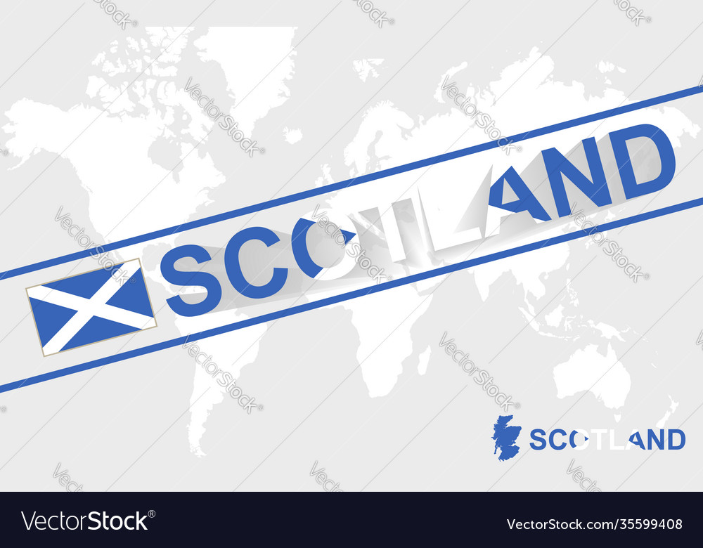 Scotland map flag and text