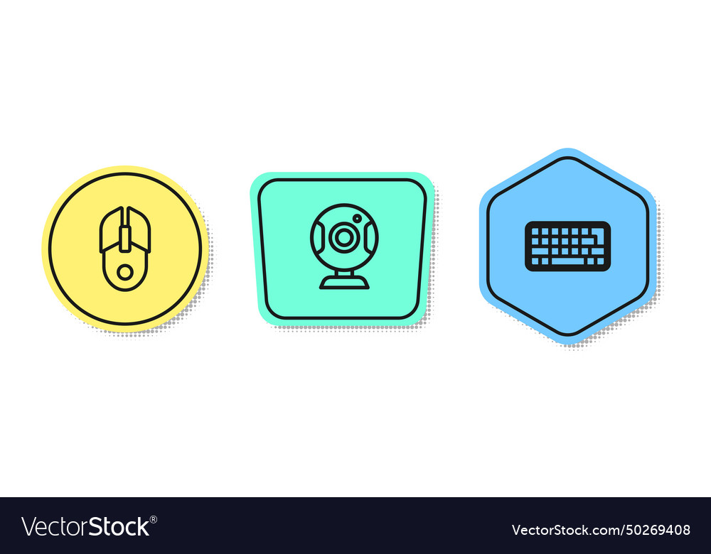Zeile Computer Maus Web-Kamera und Tastatur Vector Image Zeile Computer Maus Web-Kamera und Tastatur