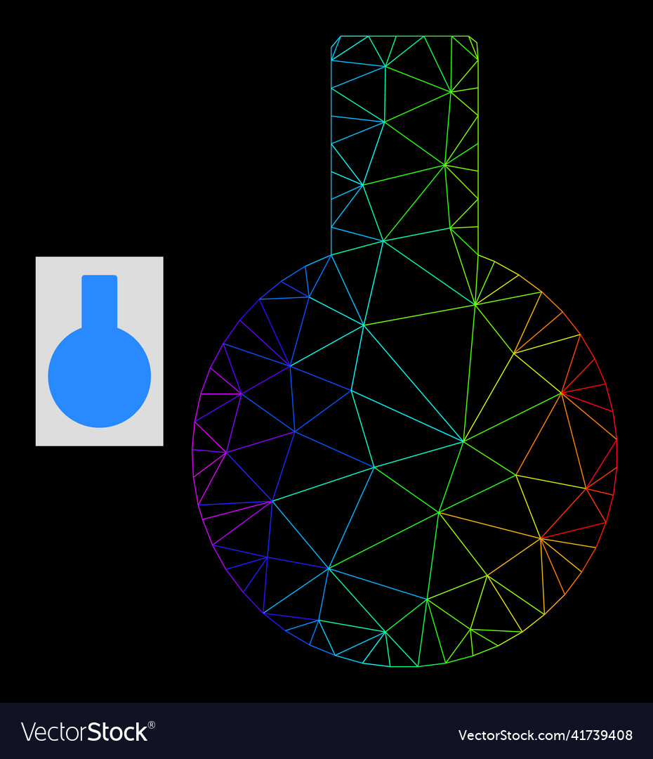 Spectral gradiented polygonal net glass flask icon
