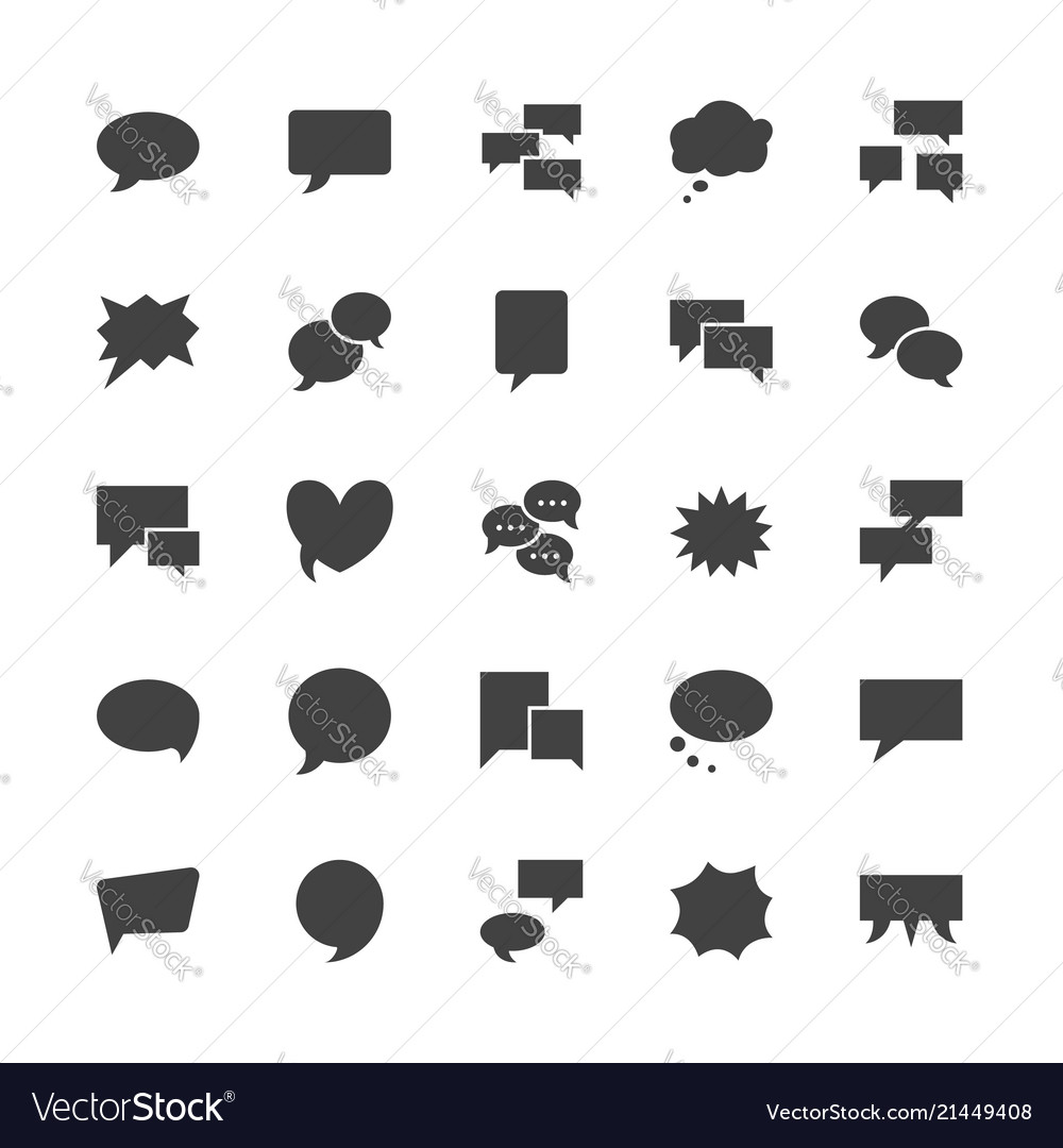 Speech bubble flat glyph icons chat vector image Speech bubble flat glyph icons chat