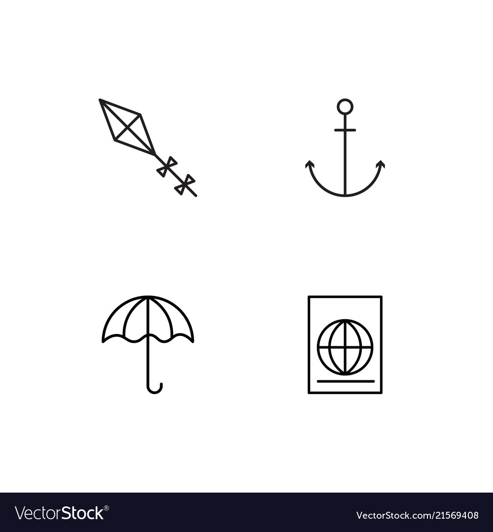 Summer linear icons set simple outline