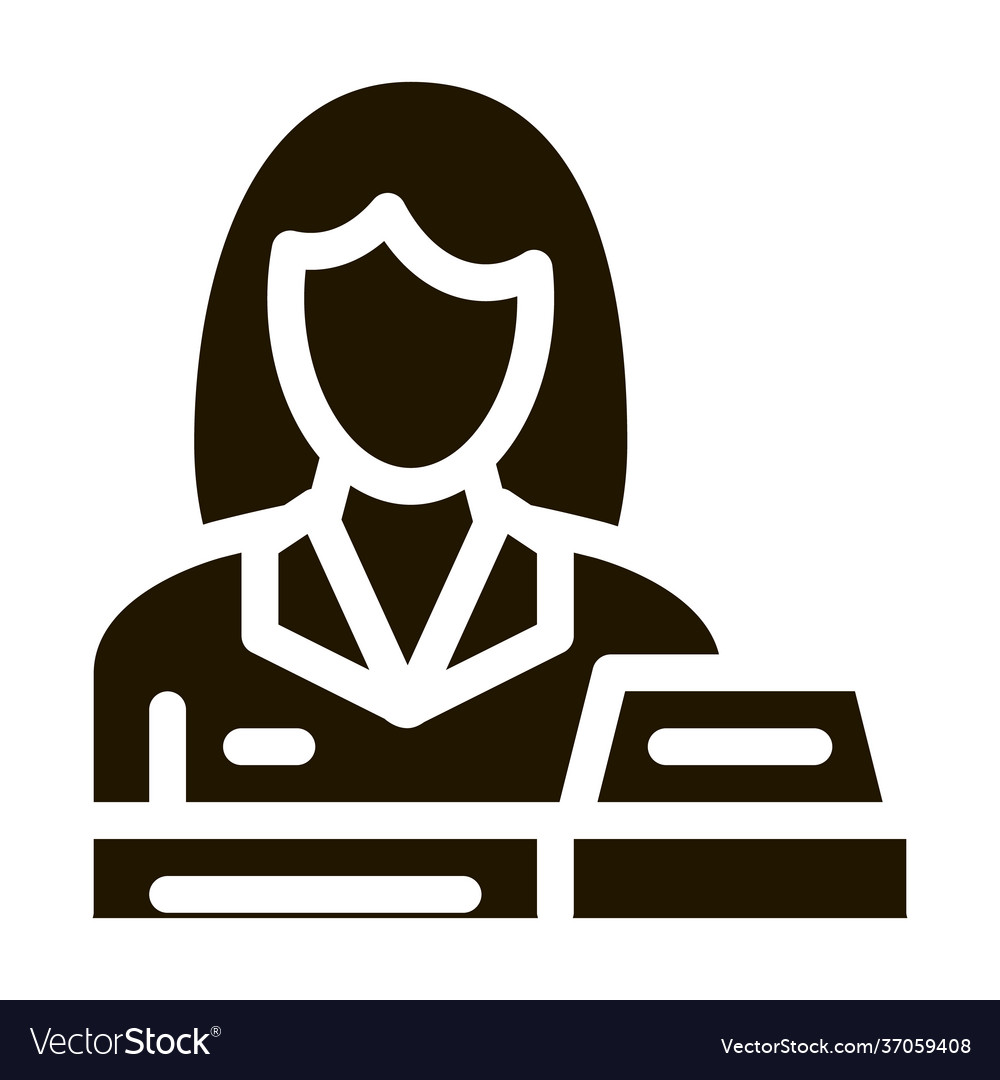 Woman seller at checkout icon glyph